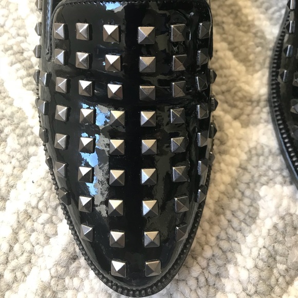 The Kooples Black Pyramid Studded Patent Leather Flats / Loafers Size 37 - Picture 7 of 8